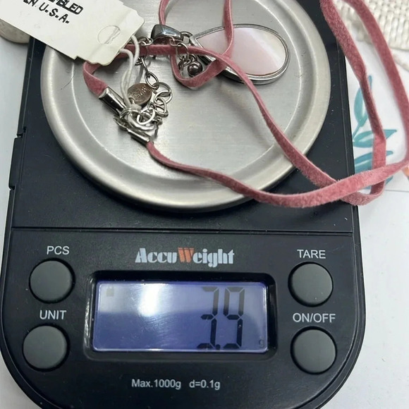 Elegant Pink Necklace with 925 Sterling Silver Teardrop Pendant - 16" - Picture 12 of 14